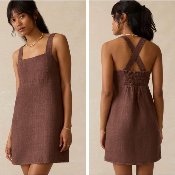 Faherty Dresses & Skirts - Faherty Cocoa Brown August Linen Mini Dress, Medium
